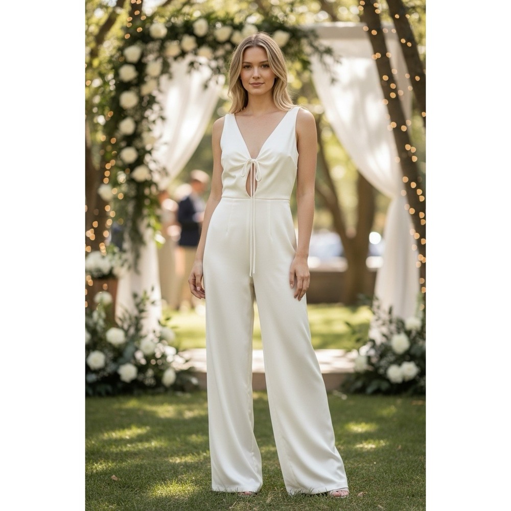 Jill Stuart BHLDN White Jumpsuit Keyhole Sleeveless‎ Bridal Graduation 6